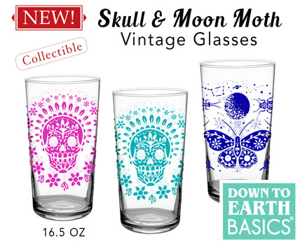 Gifts For Mom, Vintage Glasses - Skull Glass, Botanical Glasses