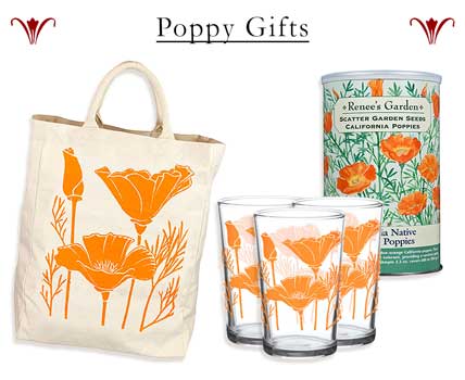 Poppy Gifts, garden gifts, flower gifts, Poppy designs and Gardening Gifts