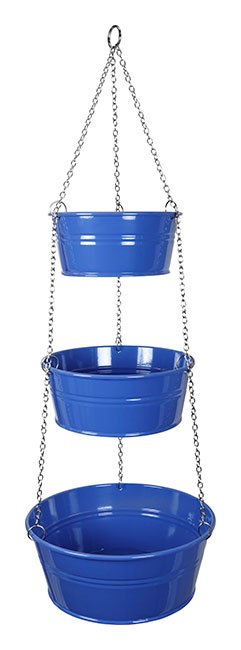 Chained Metal Pots 3 Tier Blue