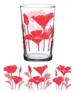 Vintage Red Poppy Glass 7oz - Vintage Glass