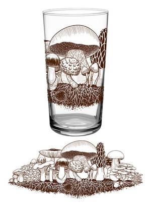 Vintage Mushroom 16.50oz Glass -Highball Glass - Glass Cooler