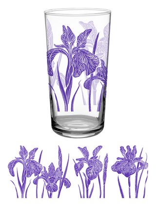 Vintage Iris 16.50oz Bev Glass - Unique - Juice Glass