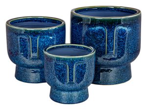 Indoor Face Pot S/3 Blue - Plant Pot Wholesale