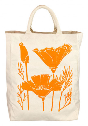 Cotton Canvas Bag Poppies - Tote Bag - Cottagecore