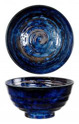 Bowl 6.75" Blue/black Swirl