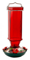 Red Glass Hummingbird Feeder 16oz