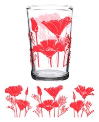 Vintage Red Poppy Glass 7oz - Vintage Glass