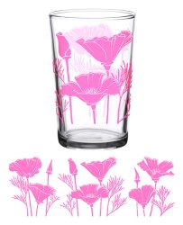 Vintage Pink Poppy Glass 7oz - Vintage Glass
