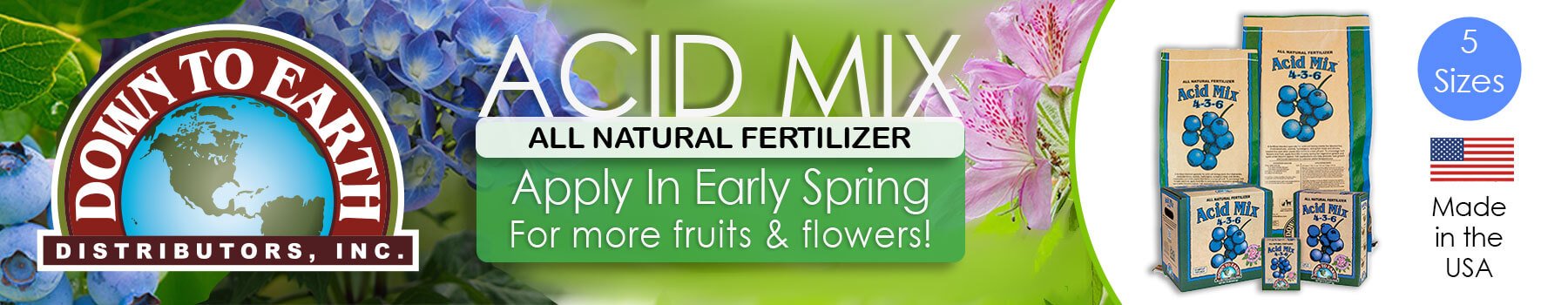 Acid Mix Natural Fertilizer for Hydrangeas etc. Made in USA