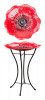 Red Poppy Birdbath W/stand 16"